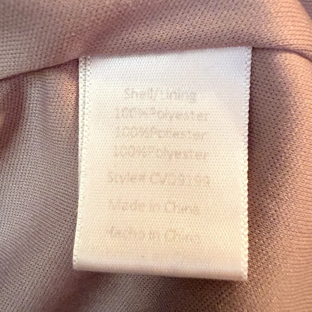 VaVa by Joy Han Bohemian Dress Taupe Big Bell Sleeves Size L Lace Trim Lined - Picture 13 of 14